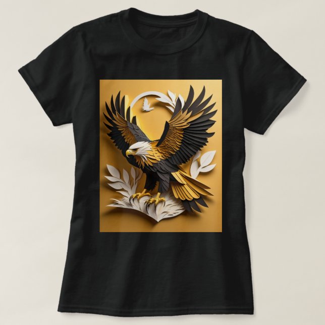 Eagle 3D Paper Art Design T-shirt  (Design Front)