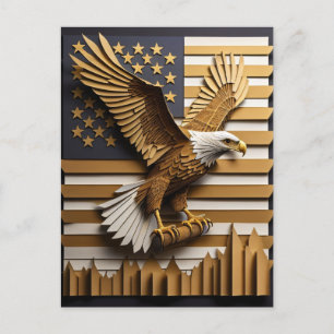 Eagle 3D Paper Art Design T-shirt  Postcard