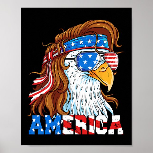 Eagle 4th Of July Mullet American Flag Usa Patriot Poster (Front)