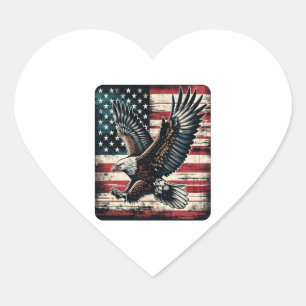 Eagle American Flag 4th of July Day Eagle Gifts Heart Sticker
