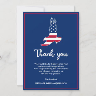 Eagle American Flag Army Military Veteran Funeral Thank You Card