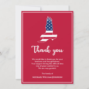Eagle American Flag Military Veteran Army Funeral Thank You Card