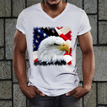 Eagle American Flag T-Shirt<br><div class="desc">Girly-Girl-Graphics at Zazzle: Eagle American Flag T-Shirt - Customisable Amazing Men's Fashion T-Shirt to Personalise features a Trendy Stylish Patriotic Red, White, and Blue American Flag and Bald Eagle, American Election Politics, whether Democrat or Republican, Military Personnel or not, makes a Uniquely Awesome Birthday, Christmas, Memorial Day, Father's Day, 4th...</div>