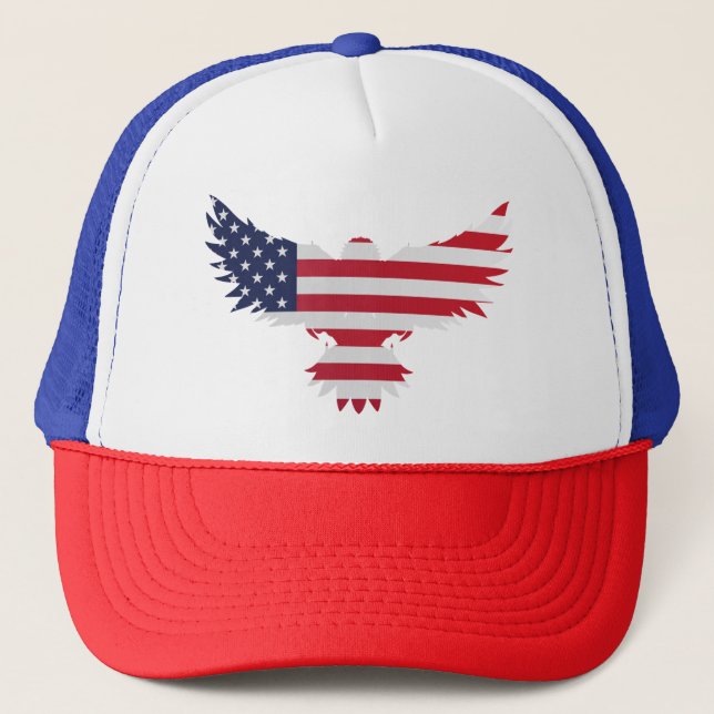 Eagle American Flag  Trucker Hat (Front)