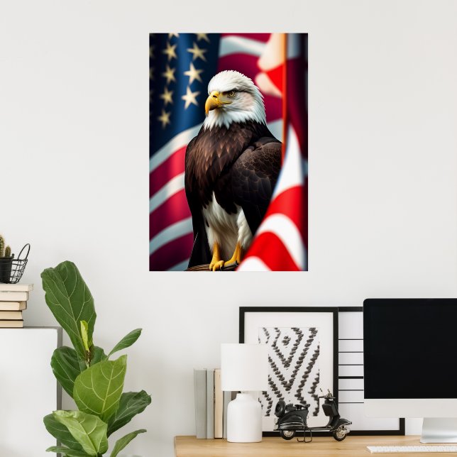 Eagle and American Flag Poster (Home Office)