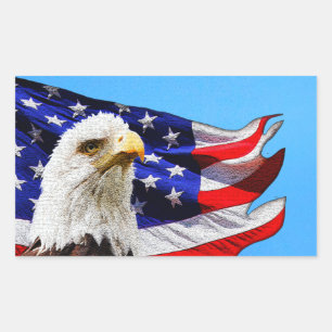 Eagle and American Flag Stickers to Handwrite Name
