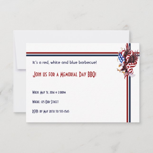 Eagle and American Flag Tatoo Illustration Style Invitation (Front)
