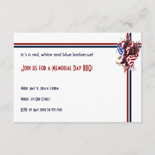 Eagle and American Flag Tatoo Illustration Style Invitation