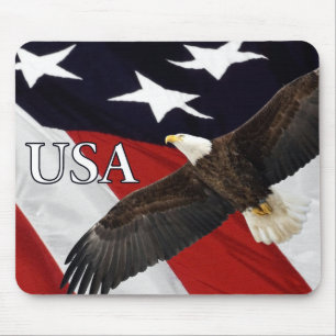 Eagle and American Flag USA Mouse Mat