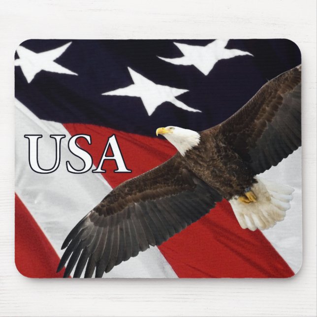 Eagle and American Flag USA Mouse Mat (Front)