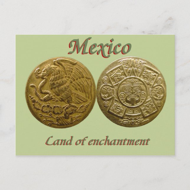 Eagle and Aztec sun disc post card (Front)