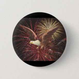 Eagle and Fireworks 6 Cm Round Badge