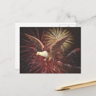 Eagle and Fireworks Background, ZSSG Postcard