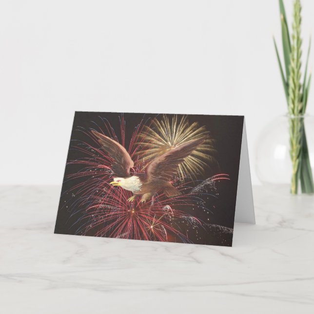 Eagle and Fireworks Holiday Card (Front)