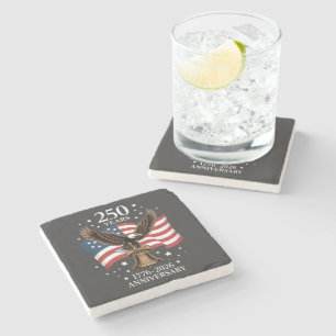 Eagle and Flag 250 Years of America 1776-2026 Stone Coaster