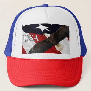 Eagle and Flag USA Trucker Hat