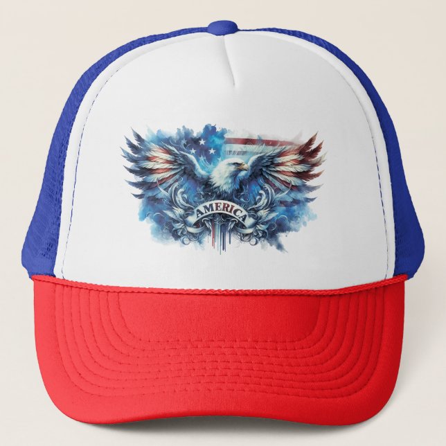 Eagle and USA flag.Patriotic. Trucker Hat (Front)