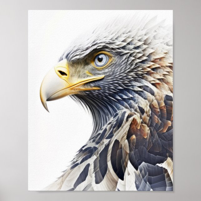 Eagle Animal Portrait Nature Wildlife Painting Poster (Front)