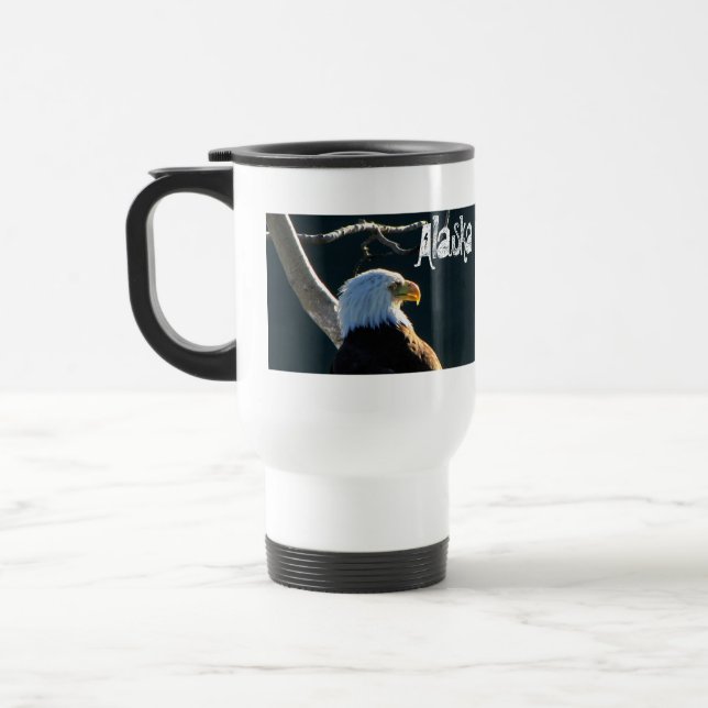 Eagle at Attention; Alaska Travel Mug (Left)