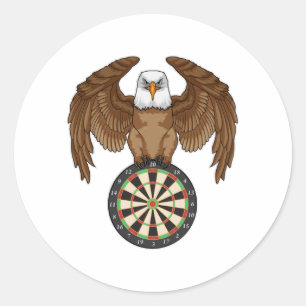 Eagle at Darts with Dartboard Classic Round Sticker