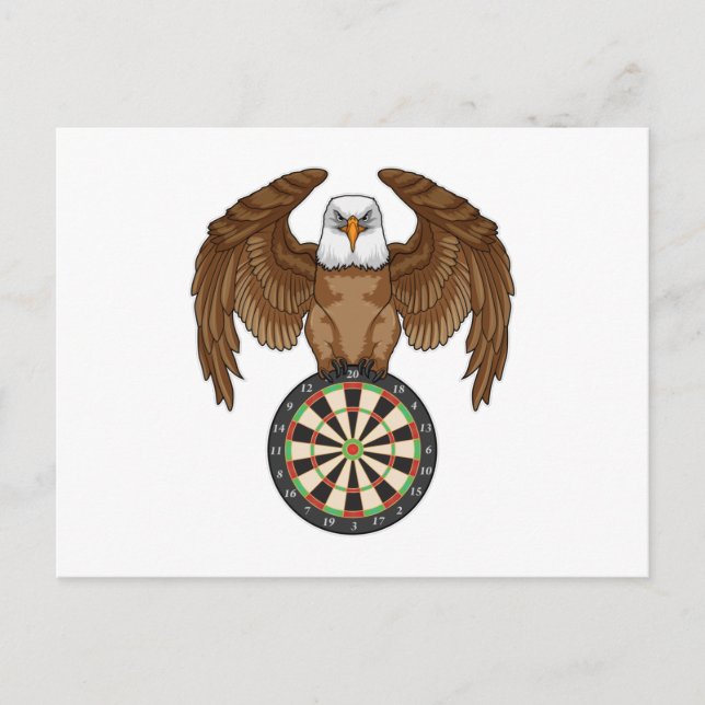 Eagle at Darts with Dartboard Postcard (Front)