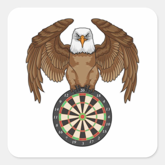 Eagle at Darts with Dartboard Square Sticker (Front)