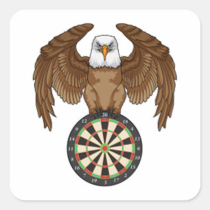 Eagle at Darts with Dartboard Square Sticker