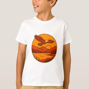 Eagle at Sunset - Retro Wilderness Art for Nature T-Shirt