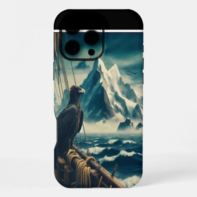 Eagle Atop Ship, Mountains Ahead iPhone Case (Back)