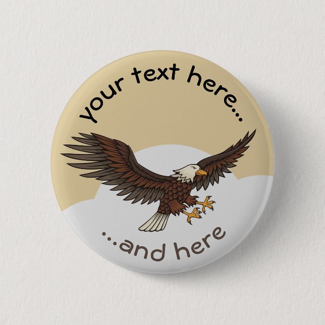 Eagle Attacking 6 Cm Round Badge (Front)