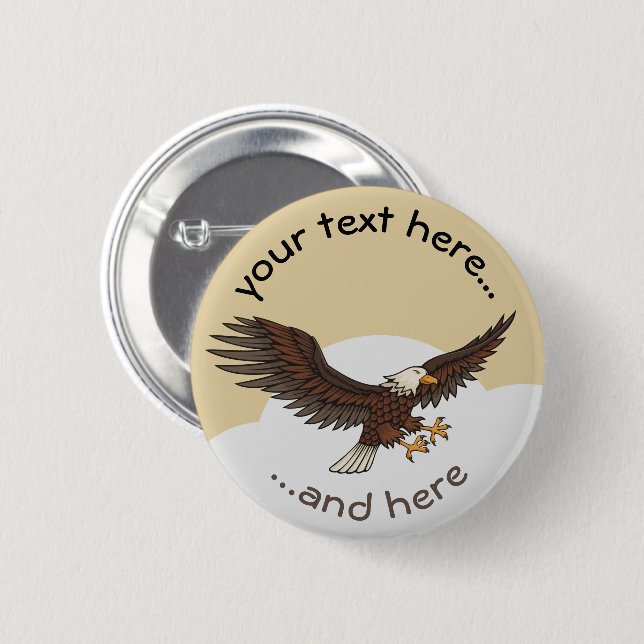 Eagle Attacking 6 Cm Round Badge (Front & Back)