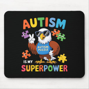 Eagle Autism Is My Superpower Accept Support Love Mouse Mat