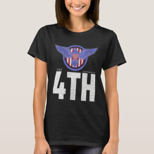 Eagle Badge Independence Day with American Happy 4 T-Shirt