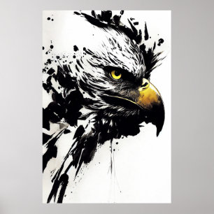 Eagle Bald Wild Nature Free Spirit Art Brush Paint Poster
