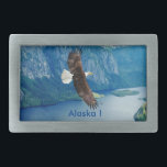 Eagle belt buckle<br><div class="desc">Let others know that either your from Alaska or that you've been there when you wear this buckle. A bald eagle proudly soars over Misty Fjords in the SE part of Alaska.</div>