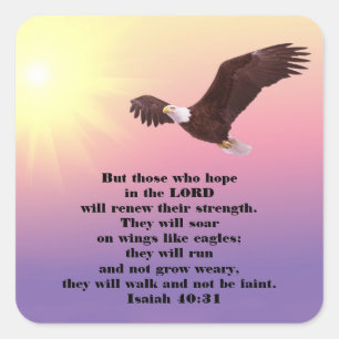 Eagle Bible Verse Hope and Strength Square Sticker