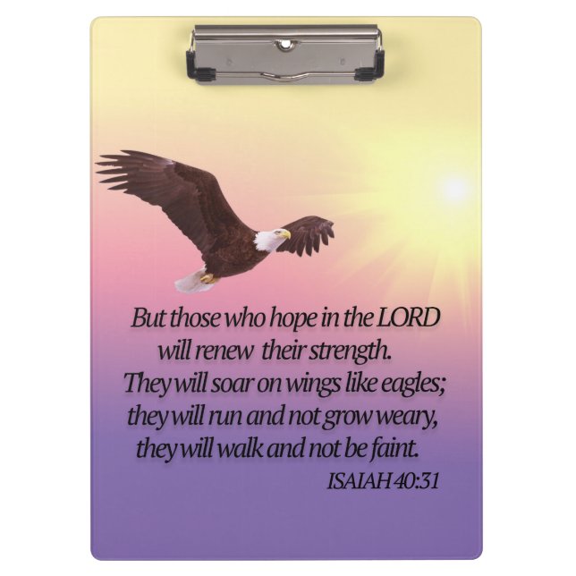Eagle Bible Verse Yellow Pink Purple Clipboard (Front)
