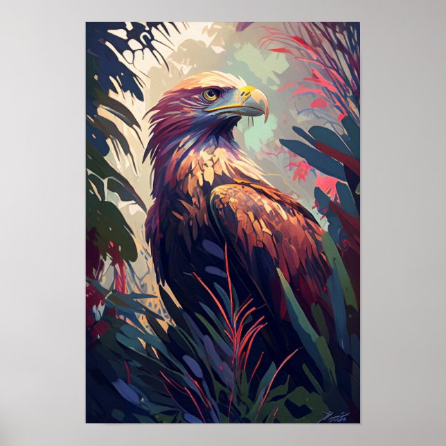 Eagle Bird Animal Portrait Painting Wildlife Free Poster (Front)