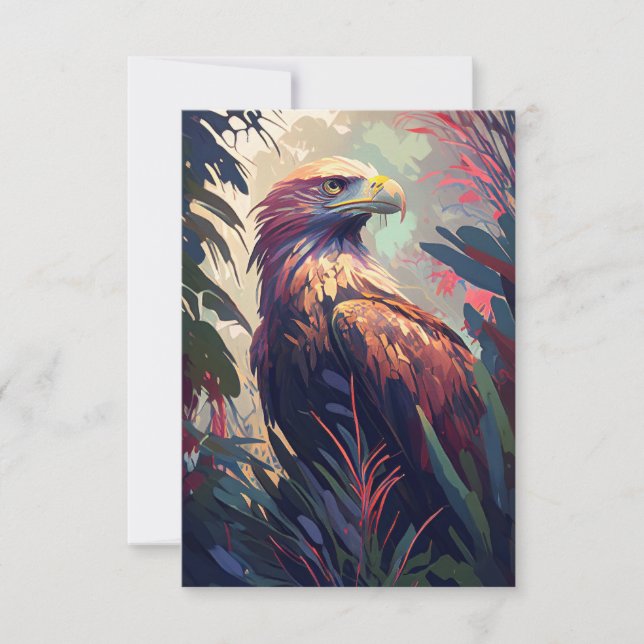 Eagle Bird Animal Portrait Painting Wildlife Free Thank You Card (Front)