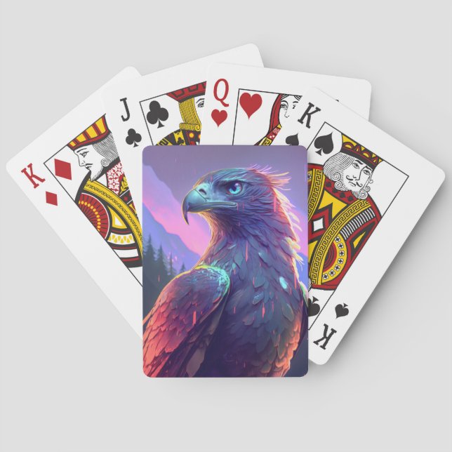 Eagle Bird Animal Portrait Painting Wildlife Playing Cards (Back)