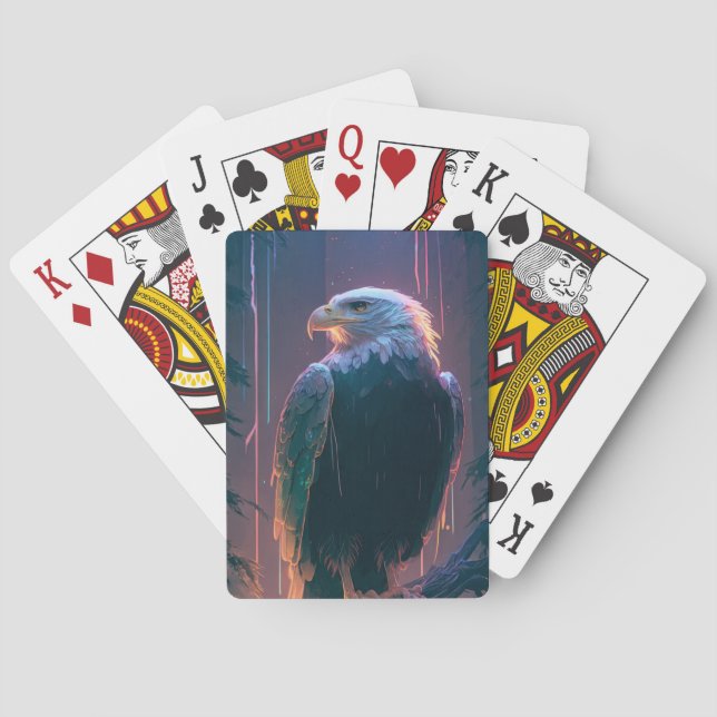 Eagle Bird Animal Portrait Painting Wildlife Playing Cards (Back)