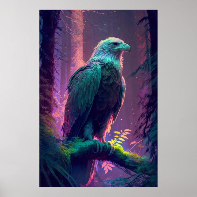 Eagle Bird Animal Portrait Painting Wildlife Poster (Front)