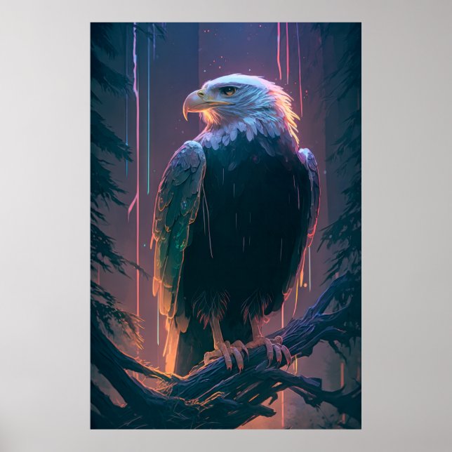 Eagle Bird Animal Portrait Painting Wildlife Poster (Front)