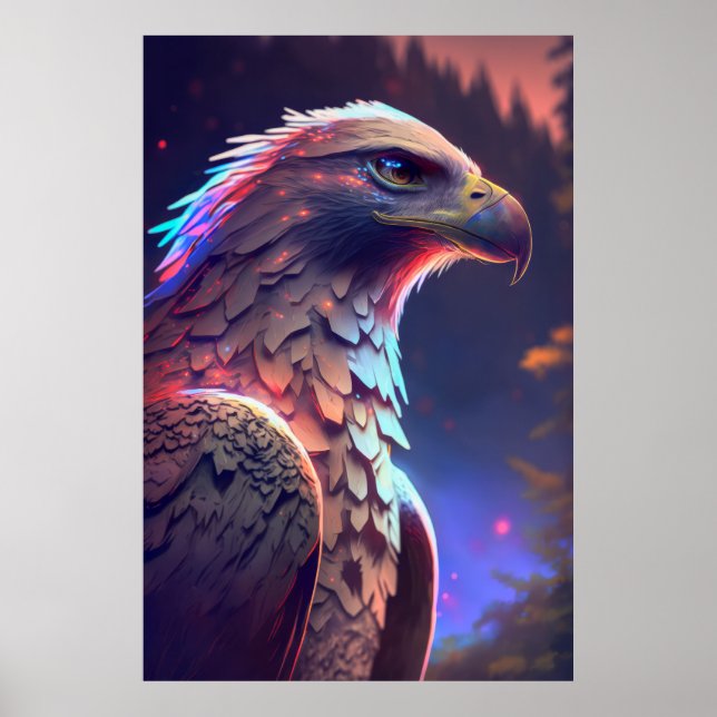 Eagle Bird Animal Portrait Painting Wildlife  Poster (Front)