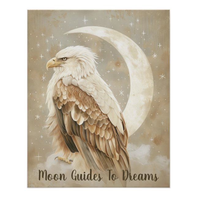 Eagle bird baby sleeping on Moon Poster (Front)