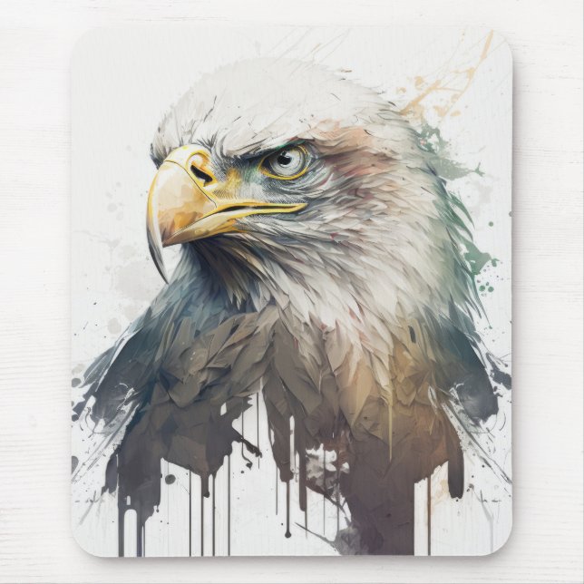Eagle Bird Portrait Animal Painting Wildlife Free Mouse Mat (Front)