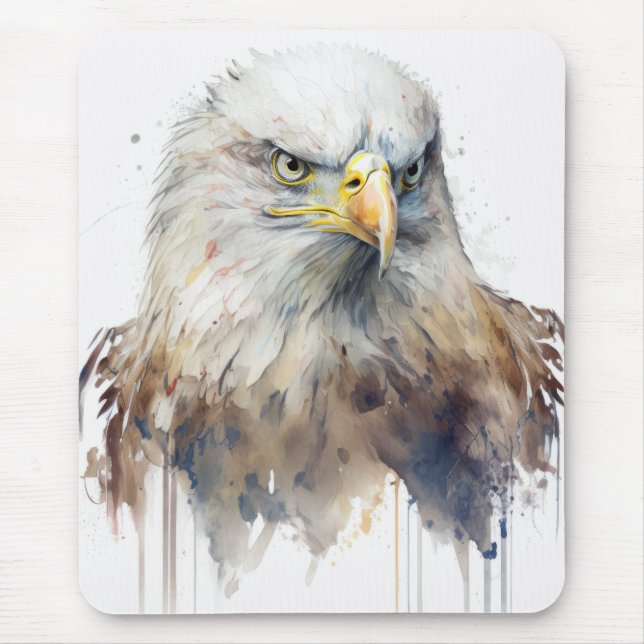 Eagle Bird Portrait Animal Painting Wildlife Free Mouse Mat (Front)