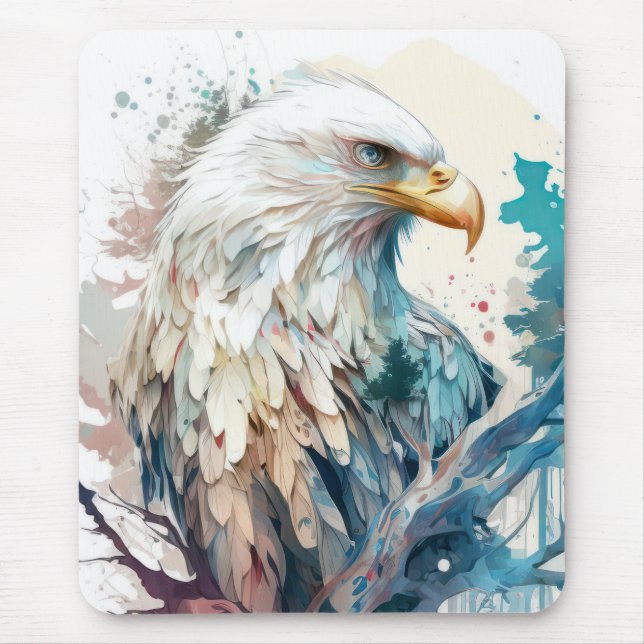 Eagle Bird Portrait Animal Painting Wildlife Free Mouse Mat (Front)