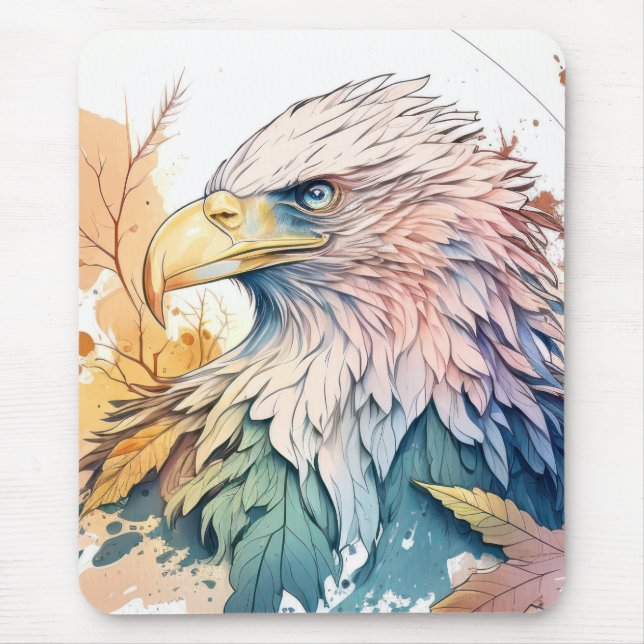 Eagle Bird Portrait Animal Painting Wildlife Free Mouse Mat (Front)