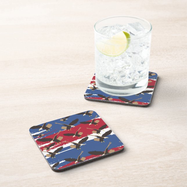 Eagle Bird USA Patriotic American Flag  Coaster (Right Side)